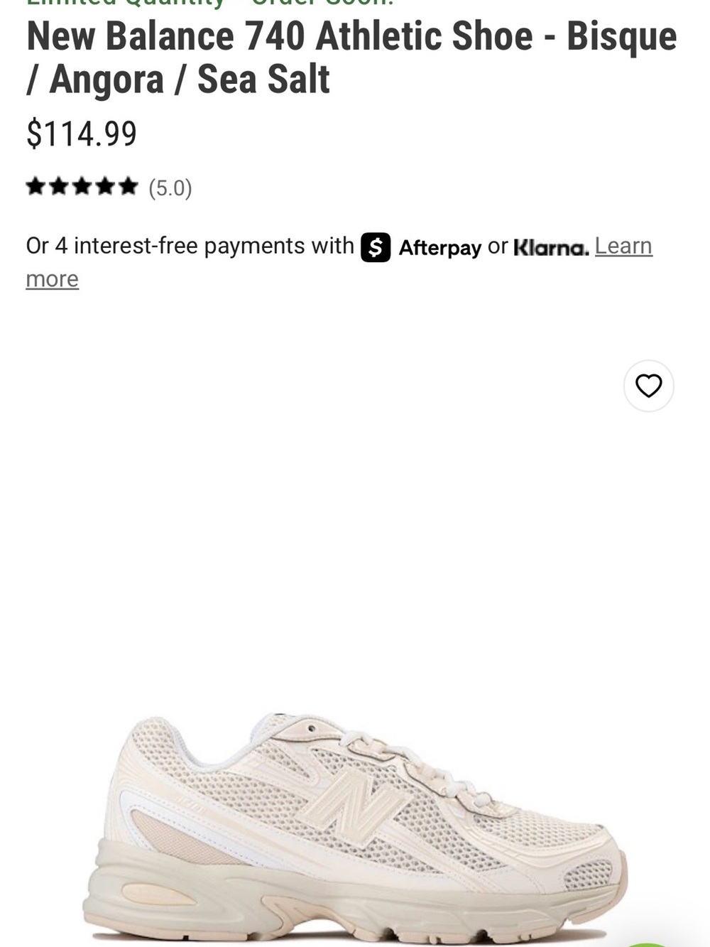 New Balance Women’s Cream/White Mesh Sneakers - Picture 5 of 5
